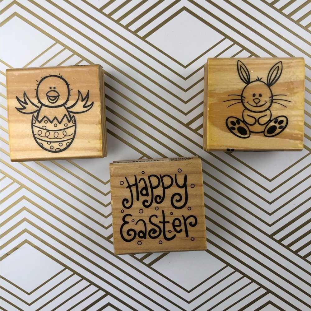 Lot Of 3 Craft Smart Easter Stamps - Bunny, Chick In Egg & Happy Easter 🐣🐰